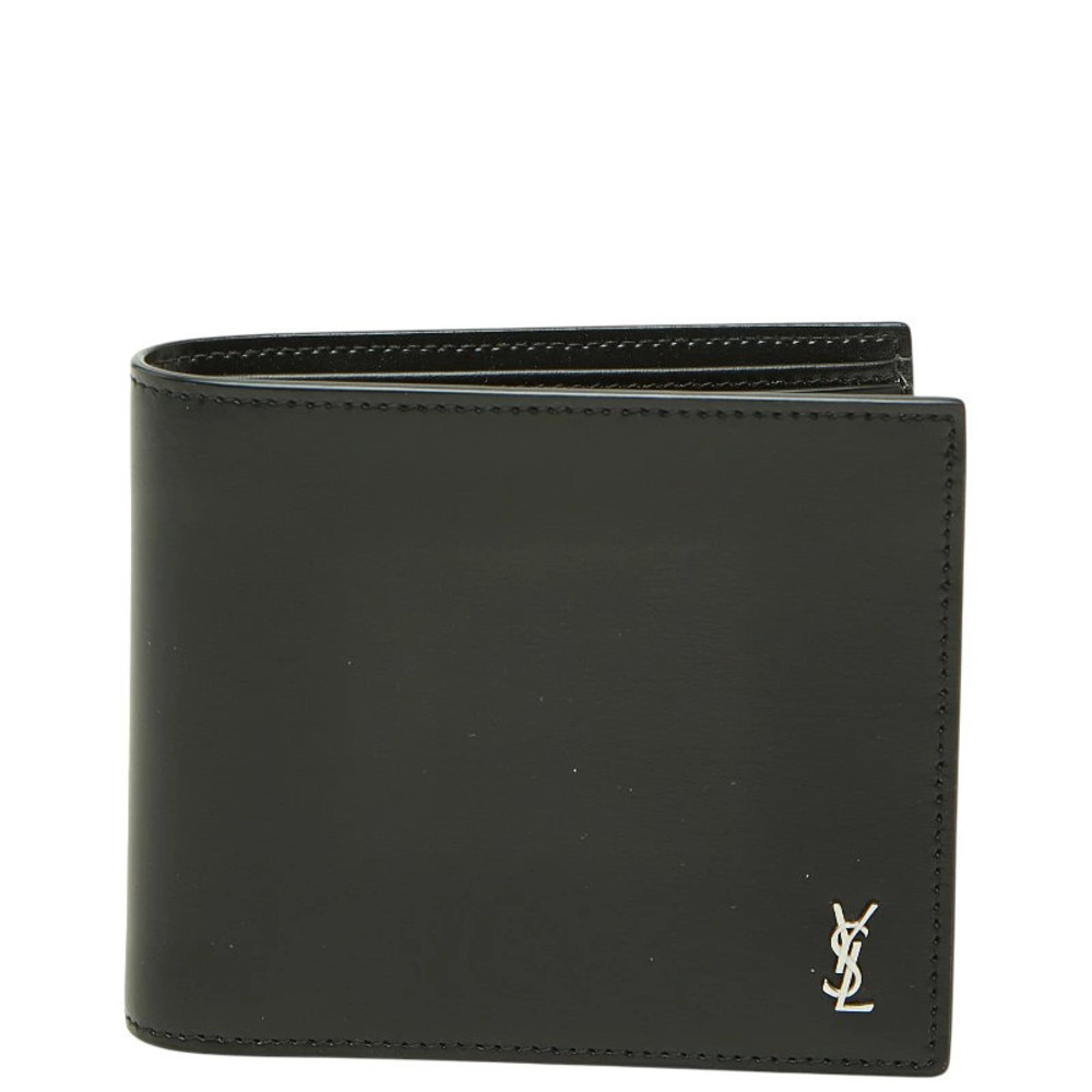 Saint Laurent Cassandra YSL Bi fold Wallet Black Leather